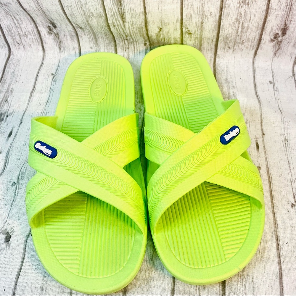 Bokos Slides Lime Green Size 9 - Picture 2 of 9